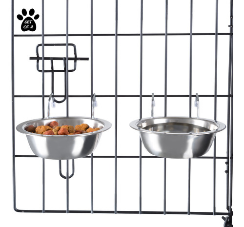 Juego De 2 Tazones De Acero Inoxidable Para Mascotas 240 Ml