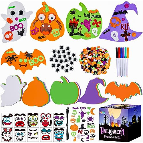 330pcs Halloween Foam Stickers Set, Pumpkin Ghost Spide...