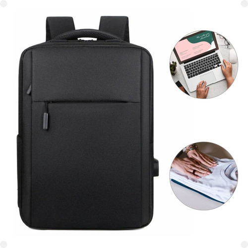 Mochila Executiva Notebook Saída Usb Bolsos Reforçada Zíper