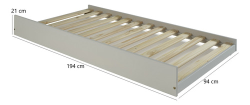 Conjunto Cama Solteiro Inglesa Com Cama Auxiliar Em Madeira Branco
