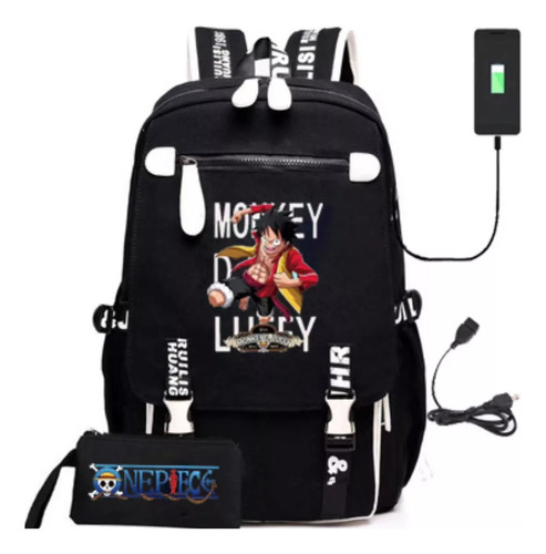 Mochila Usb De Grande Capacidade One Piece Luffy Schoolbag