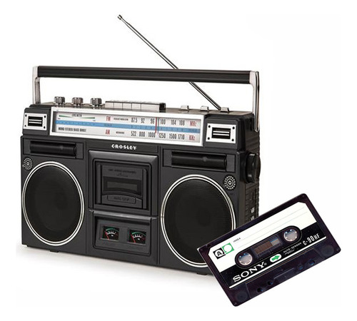 Radio Casettera Crosley Retro Ct201a-bk Retro Boom