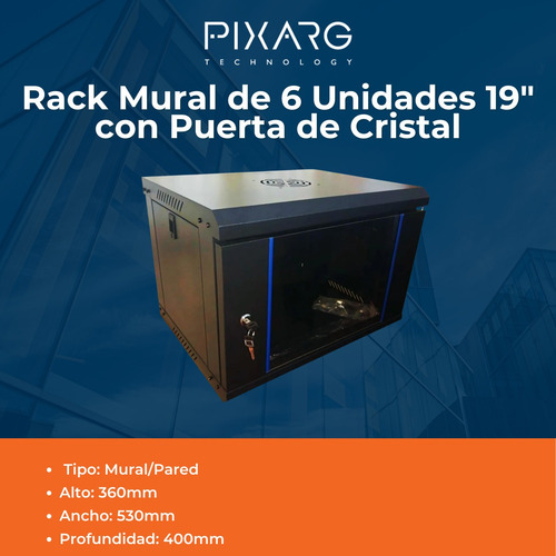 Imagen 2 de 7 de Rack Mural 6u 19 Llave Servidor Redes Switch Dvr Cctv