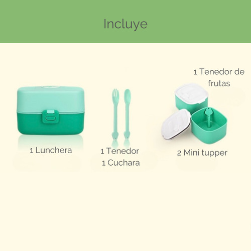 Set De Viandas Infantil Lunchera Con Cubiertos Hermética Rosa