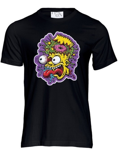 Playera Negra Bart Simpson Demente Boom Head. Los Simpsons