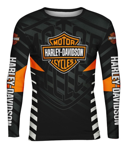 Playera Sublimada Motor Cycles Harley Davidson Naranja