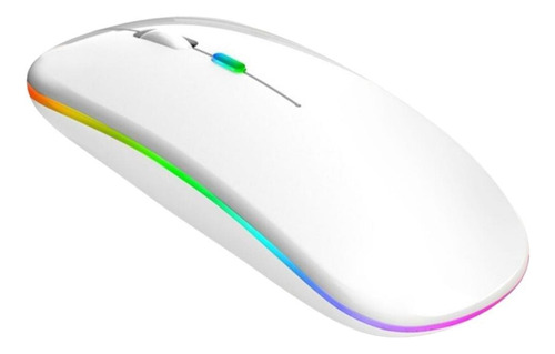 Mouse Sem Fio Para Tablet Notebook Recarregável Rgb Branco