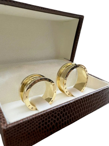 Par De Alianças Ouro 18k 10mm Estilo Bvlgari + Anel Noivado