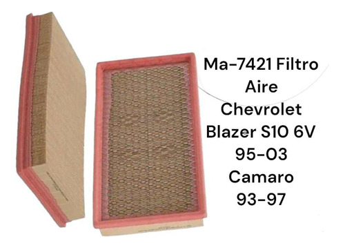 Ma-7421 Filtro Aire Tipo Panel Blazeer S10 V6 95-03  Camaro 