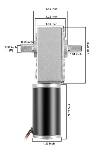 Reductor De Motor Helicoidal De Doble Eje Cc 24 V 20 Rpm
