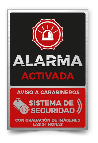 Señalética Alarma Activada Fed Metalizada 30x20cm Metálica