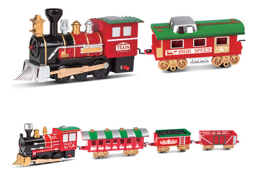 Set De Tren Navideño Para Niños, Tren Eléctrico Con Música