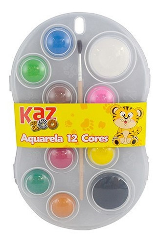 Aquarela Pastilha 12 Cores + 1 Pincel
