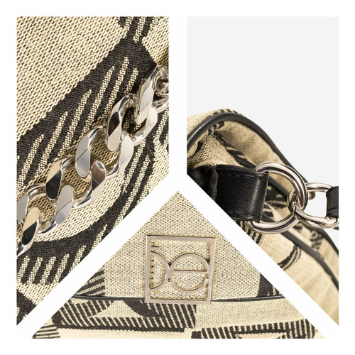 Bolsa Satchel Cloe Para Mujer Insignia Metálica En Iniciales Color Beige