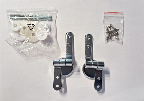 Set Repuesto Bisagras Herrajes Metal Asiento Tapa Inodoro Plateado
