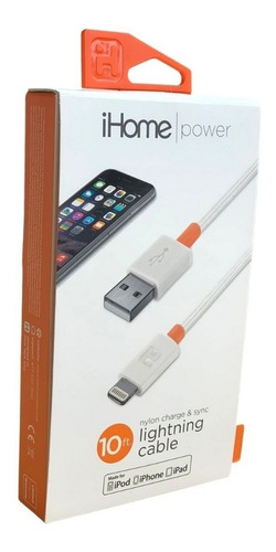 Imagen 2 de 3 de Cable Lightning Para iPhone, iPad Blanco 3 Mt Resistente