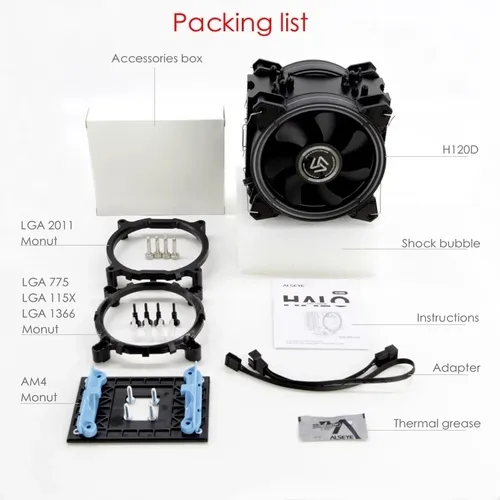 Disipador Alseye H120d Rgb Doble Fan Y Pasta Térmica
