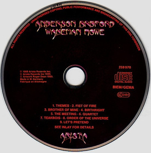 Anderson Bruford Wakeman Howe-yes- Cd Audio Nuevo! Estándar