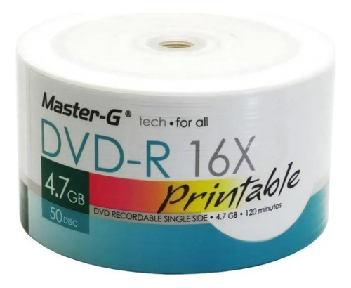 Pack 200 Unidades Dvd-r Virgen Master-g Imprimibles 16x