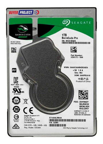 Disco Duro Seagate Barracuda 1tb Sata 2.5'' 7200rpm 7mm 