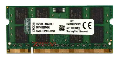 Imagen 1 de 2 de Memoria RAM ValueRAM color verde  2GB 1 Kingston KVR800D2S6/2G