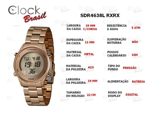 Imagem 5 de 7 de Relógio Lince Feminino Digital Sdr4638l Rxrx