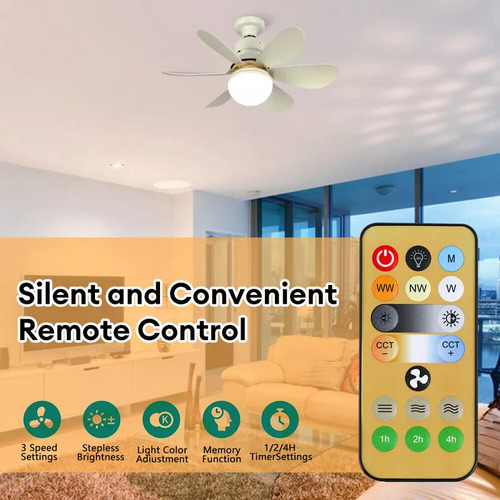 Lámpara Led Silenciosa Para Ventilador De Techo Con Control