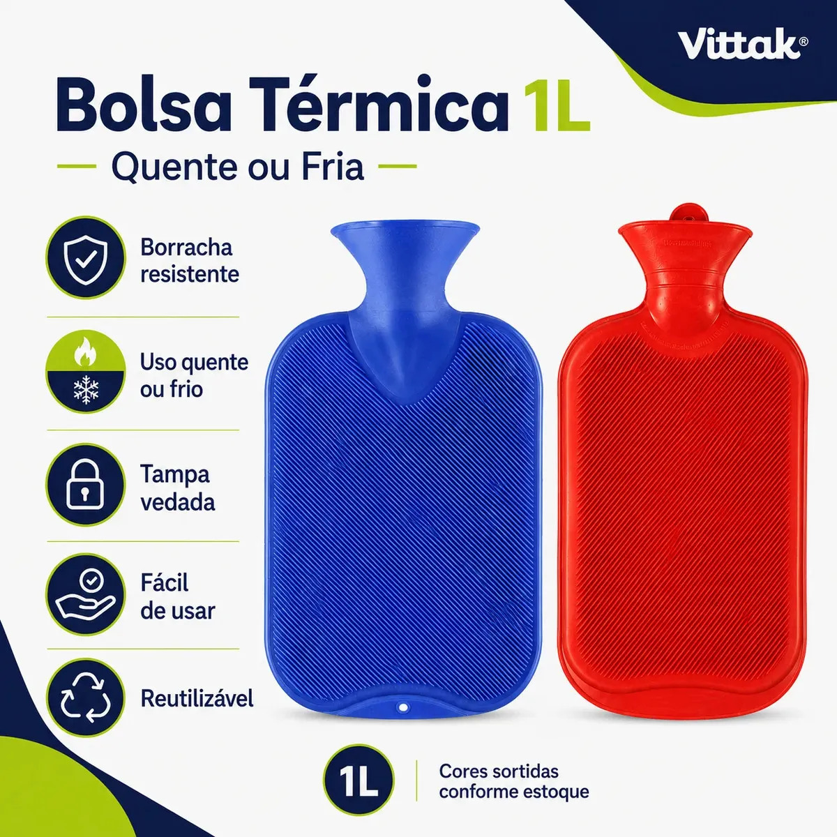 Vittak Bolsa Térmica Compressa Água Quente Fria Borracha 1 Litro