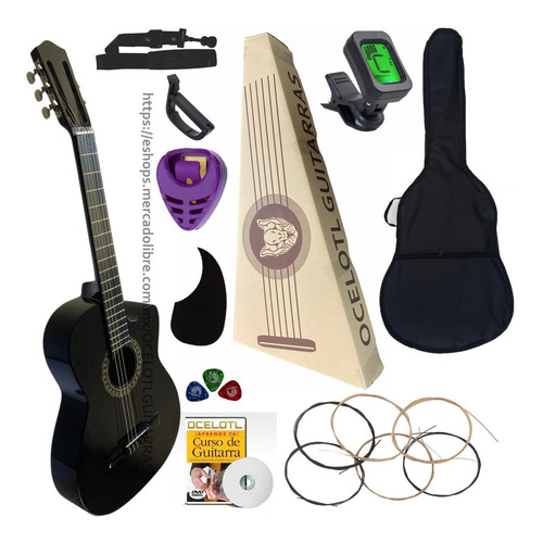 Imagen 1 de 5 de Guitarra Acústica Curva Ocelotl Paquete Vital De Accesorios