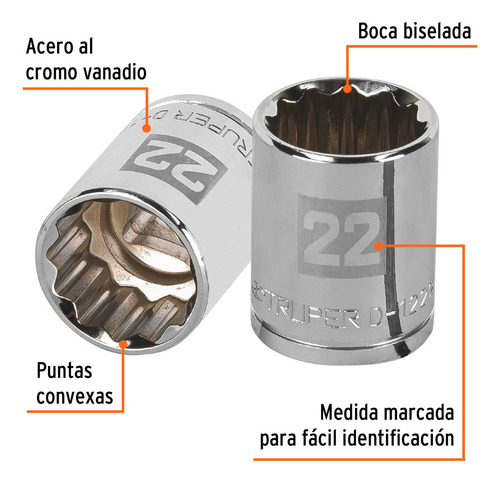 Dado 12 Puntas Cuadro 1/2' 22mm 13536