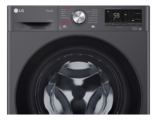 Lavadora LG Carga Frontal Wd12mvc5s6 12kg Aidd Negro Claro