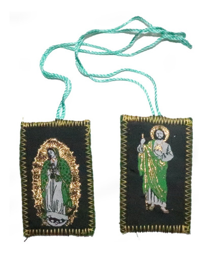 Escapulario Virgen Guadalupe Y San Judas Tadeo 8 X 5, Verde