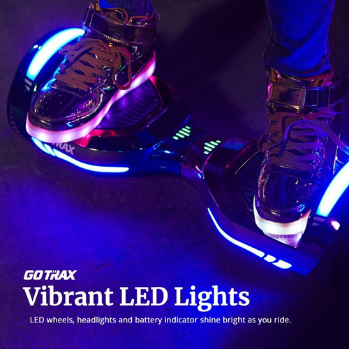 Imagen 4 de 4 de Patineta Hoverboard Gotrax Glide Cromada Negro Bluetooth.