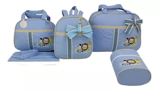 Kit Bolsa Maternidade 5 Pçs Safari Menino Azul