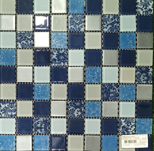 Vit Malla Mosaico Listelos Vidrio 30x30 Ratan Azul 