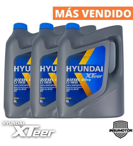 Imagen 1 de 3 de Aceite 5w30 Hyundai Xteer Diesel Ultra C3 Dpf Sn 6 Lt. X 3