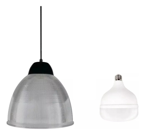 Lampara Colgante Led Techo Policarbonato 29cm E27 + Foco 40w