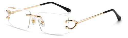 Gafas De Sol De Moda Rectangulares Sin Montura Para Hombre, Lente Transparente