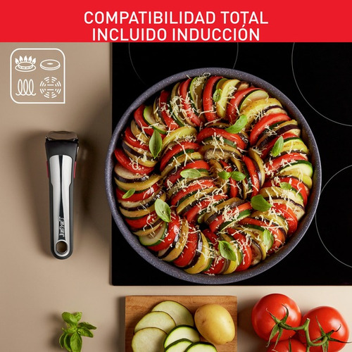 Juego de Sartenes T-Fal Natural On Ingenio 24/28 Cm Mango Removible Comodidad y Facilidad en Cada Uso Cocina Sin Límites L7669353