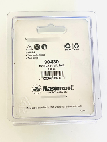 Valvula De Bola De Corte Manual 1/4 X 1/4 Mastercool