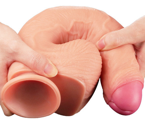 Pene gigante Lovetoy de silicona de doble capa, platino, 28 x 5,3 cm