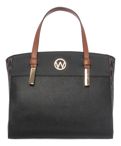 Bolsa Satchel Westies Hbmartre6we Con Forro Interior Mujer Color Negro/Multicolor Diseño de la tela Liso