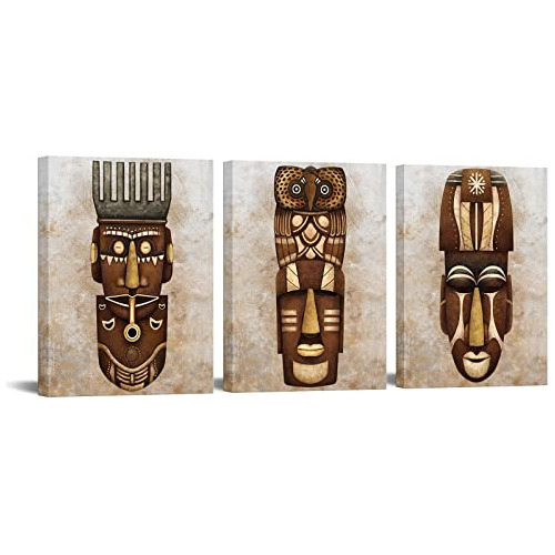 3 Piezas De Arte De Pared De Máscara Africana Vintage,...