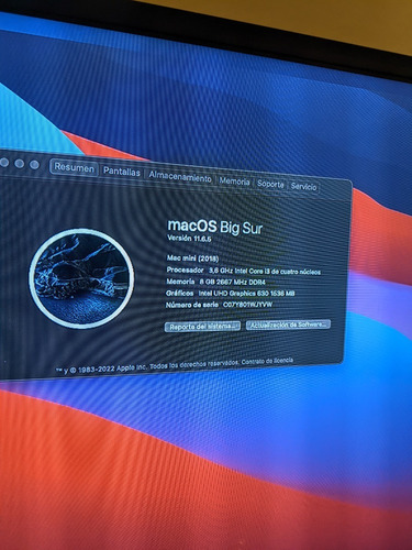 Imagen 10 de 10 de Mac Mini 2018 I3 8gb Ram 128gb Ssd + Teclado Y Mouse