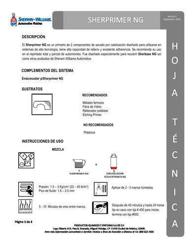 Sher Primer 2k Kit 4.731l Blanco