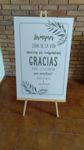 Imagen 5 de 10 de Cartel Bodas De Madera 90x60 Cm Con Atril Incluido