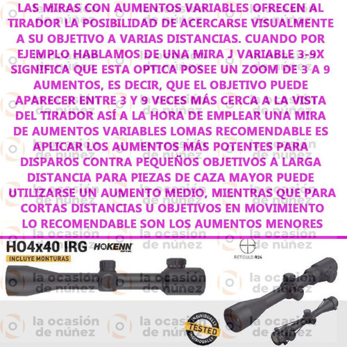 Mira Telescopica Hokenn Irg 4x40 Reticulo Iluminado + Montaj