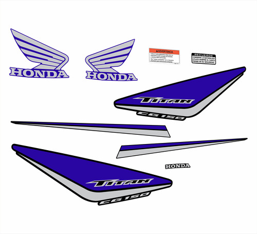 Calcos Honda Cg Titan 150 Año 2014 A 16 Moto Azul Metalizada