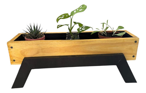 Macetero De Madera Pino 60cm Moderno Interior Exterior