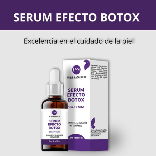 Imagen 7 de 7 de Serum Facial Efecto Botox Con Dmae Y Gaba Elasticidad 50ml